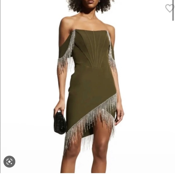 Beautiful Lavish Alice Corset, beaded fringe off shoulder dress - Picture 1 of 2
